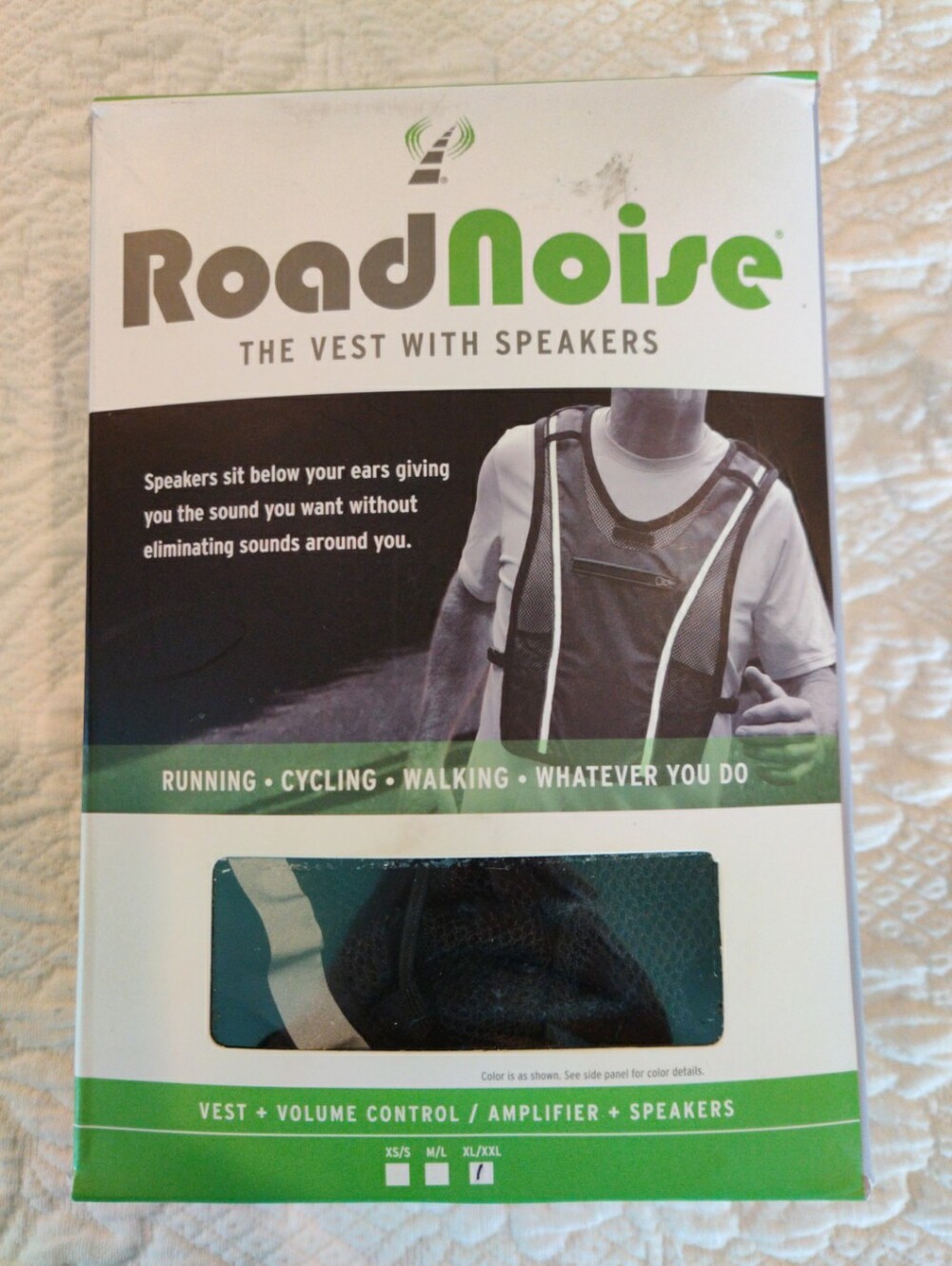 Roadnoise Black Reflective Running Walking Cycling Vest w Speakers NEW XL/XXL
